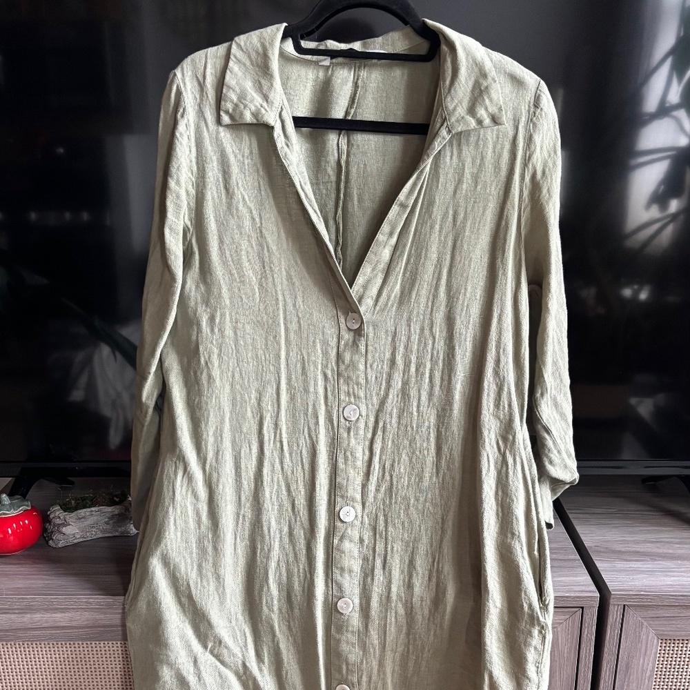 Zara light green shirt dress